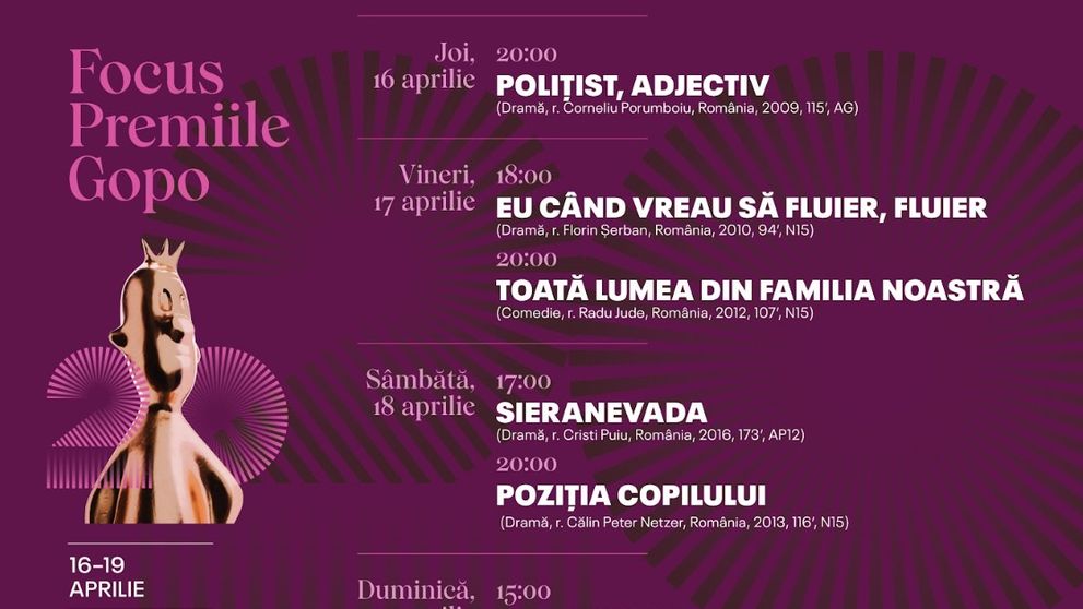 Maraton Gopo: filme câștigătoare revin pe marele ecran. Selecție aniversară la Apollo111 Cinema
