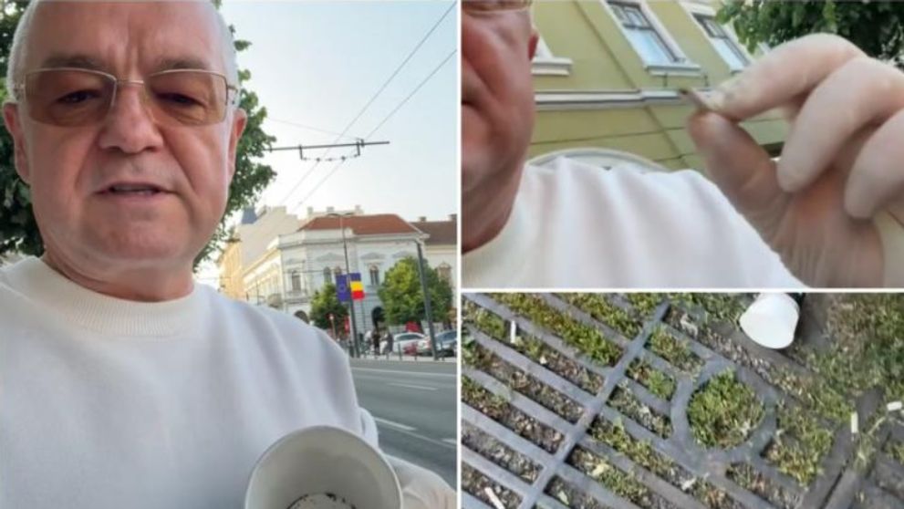 Emil Boc strânge chiștoacele de țigări de pe jos și lansează un avertisment pentru fumători VIDEO