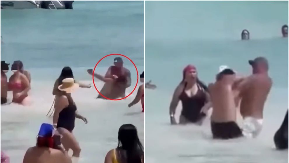 Scene șocante la plajă! Un bărbat, care a bătut două femei, a fost luat la pumni de mai mulți turiști. Momentul, surprins de martori