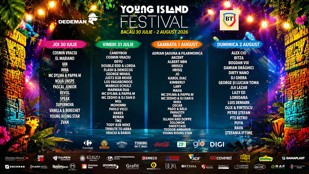 Loredana și Speak se întorc acasă, la Bacău: Young Island anunță lineup-ul celei de-a 6-a ediții